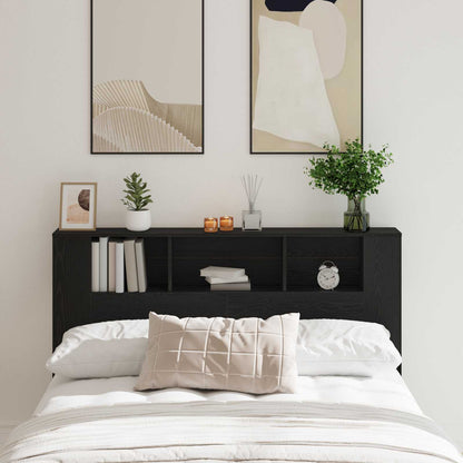 Headboard Cabinet with Storage Black Oak Engineered Wood