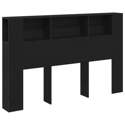 Headboard Cabinet Black Oak Engineered Wood