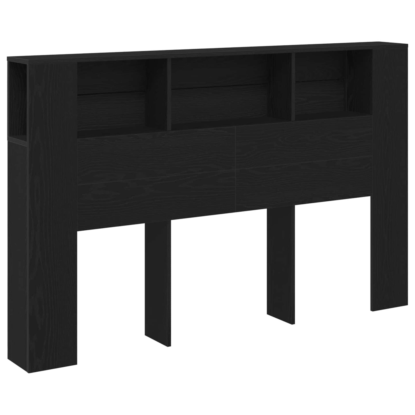 Headboard Cabinet with Storage Black Oak Engineered Wood