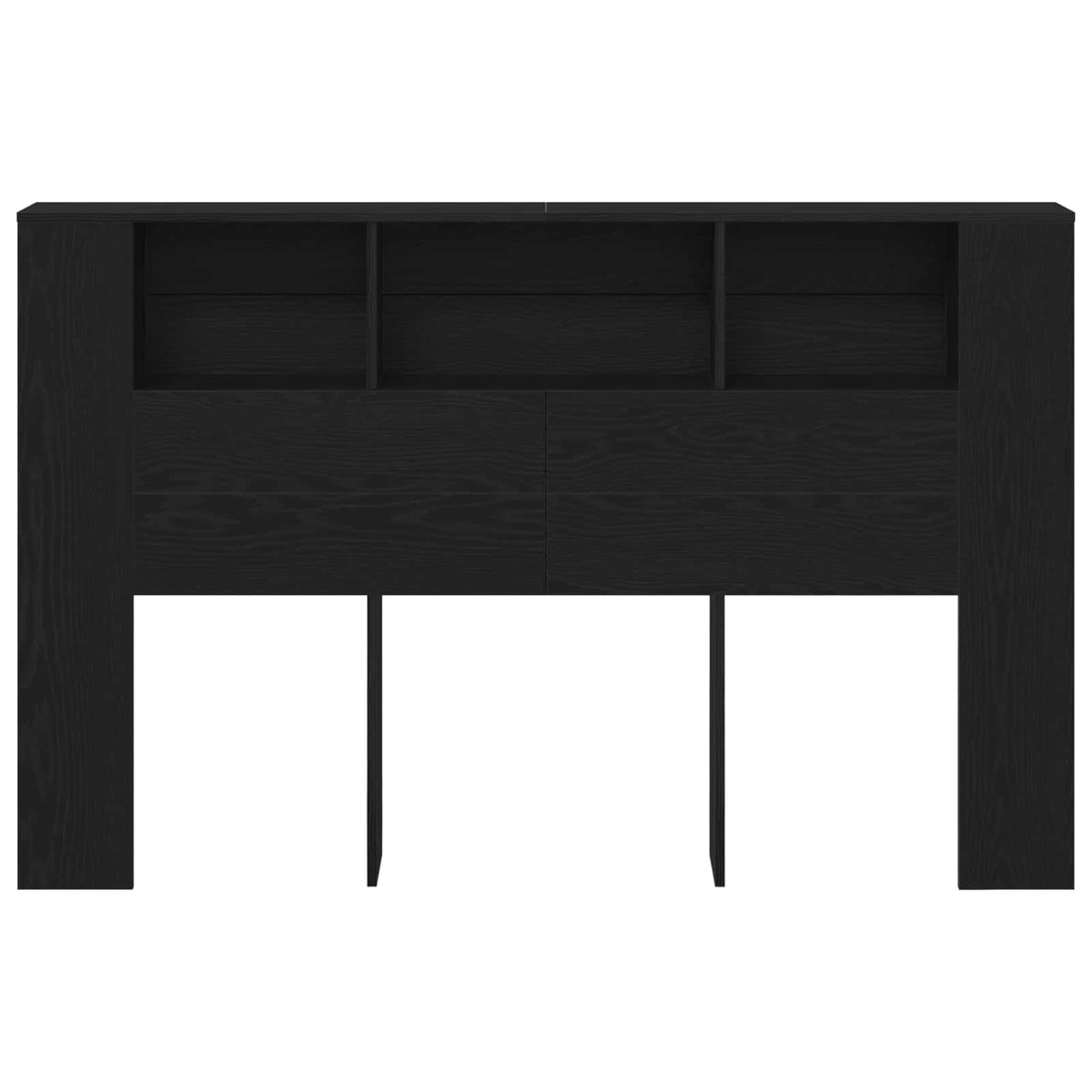 Headboard Cabinet Black Oak Engineered Wood