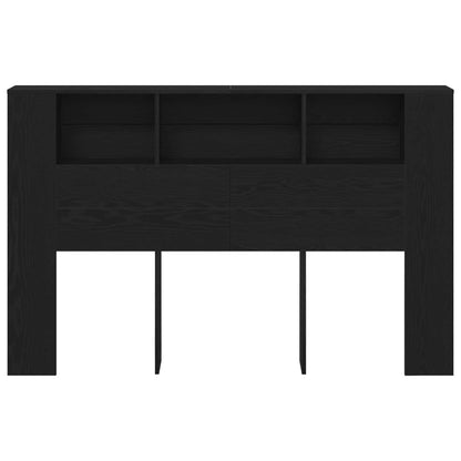 Headboard Cabinet Black Oak Engineered Wood