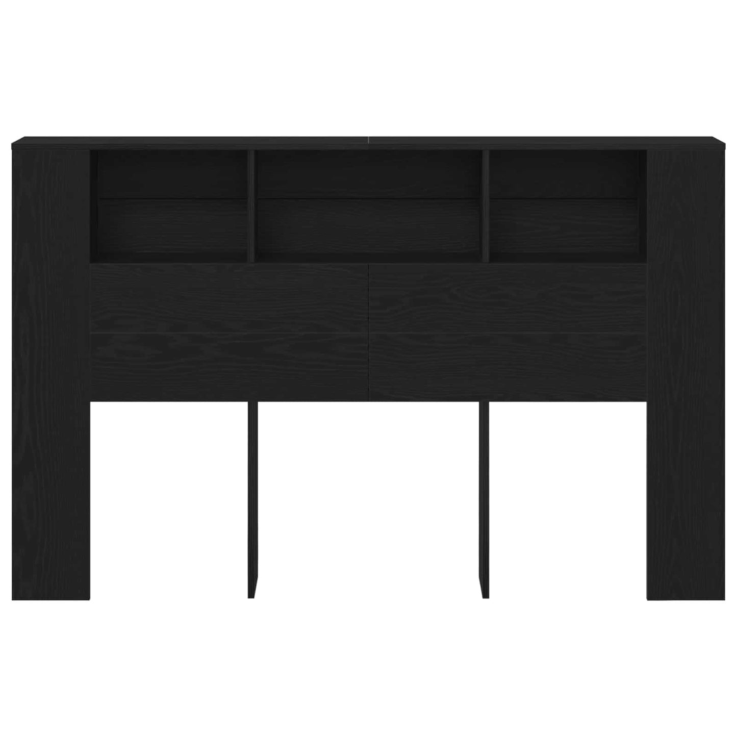 Headboard Cabinet with Storage Black Oak Engineered Wood