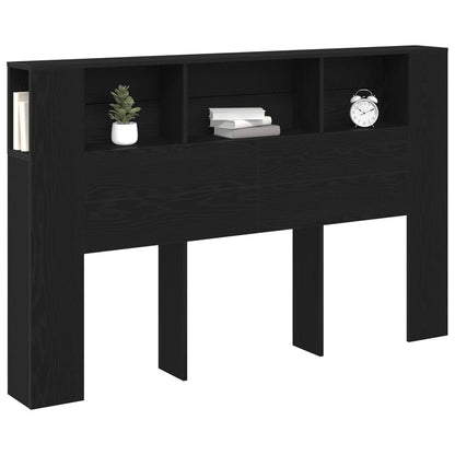 Headboard Cabinet Black Oak Engineered Wood
