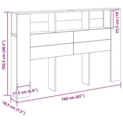 Headboard Cabinet Black Oak Engineered Wood