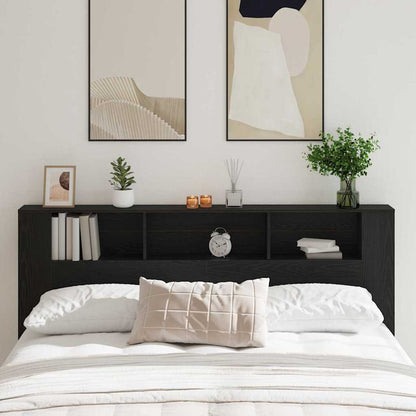 Headboard Cabinet Black Oak Engineered Wood