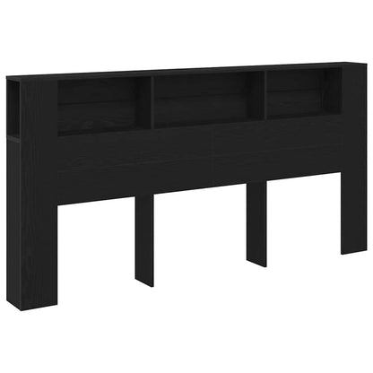 Headboard Cabinet Black Oak Engineered Wood