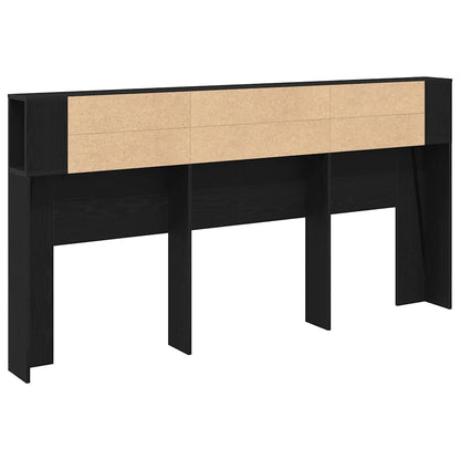 Headboard Cabinet Black Oak Engineered Wood