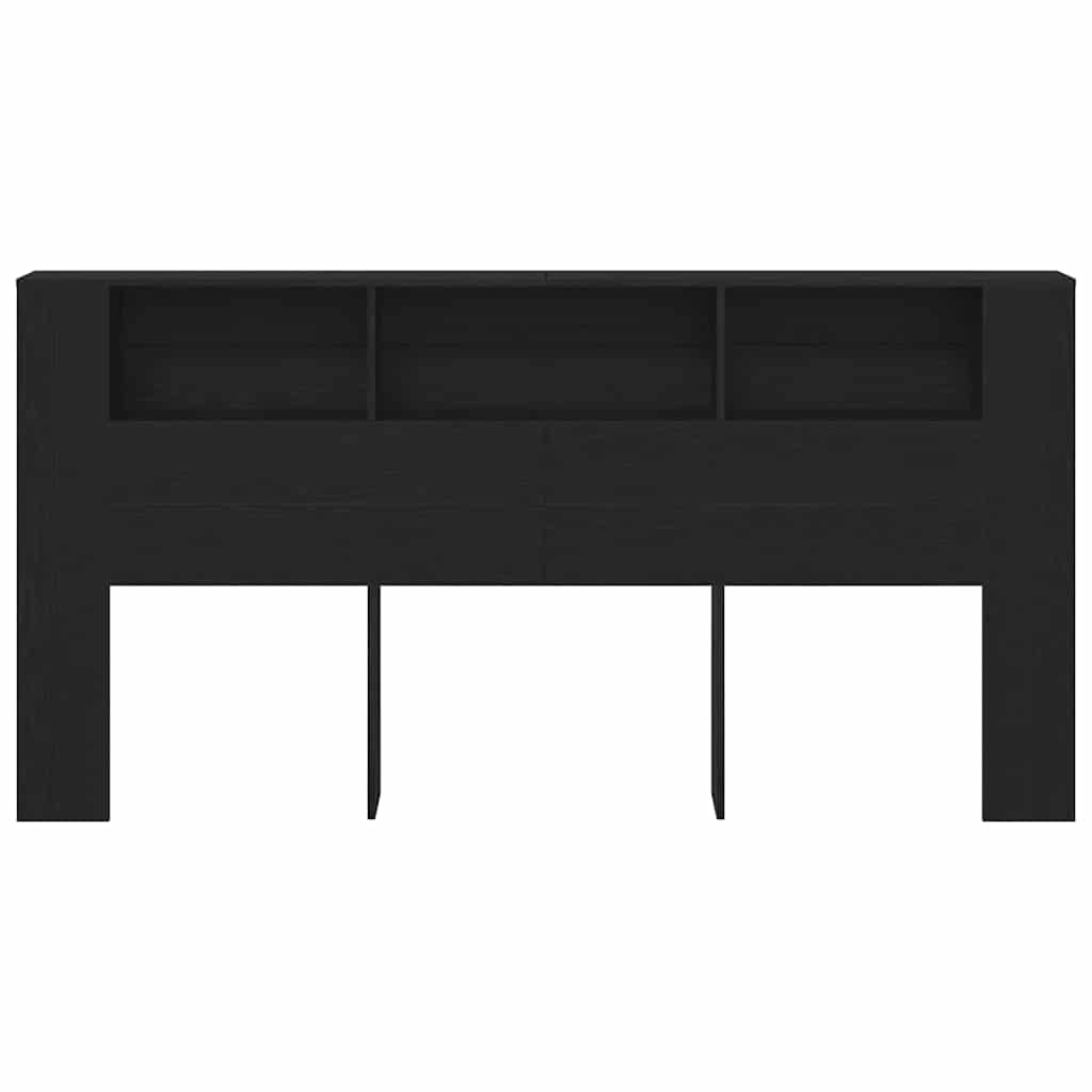Headboard Cabinet Black Oak Engineered Wood