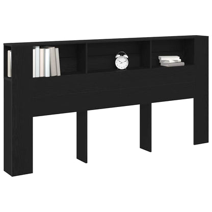 Headboard Cabinet Black Oak Engineered Wood