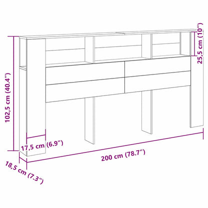 Headboard Cabinet Black Oak Engineered Wood