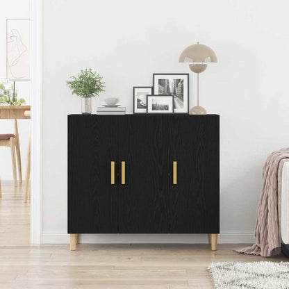 Sideboard Black Oak 90 x 34 x 80 cm Engineered Wood