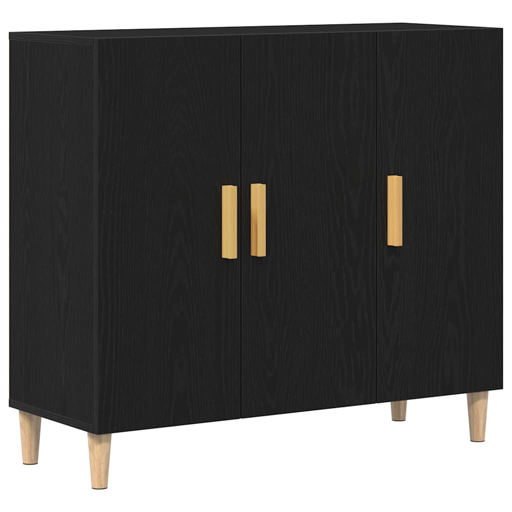 Sideboard Black Oak 90 x 34 x 80 cm Engineered Wood