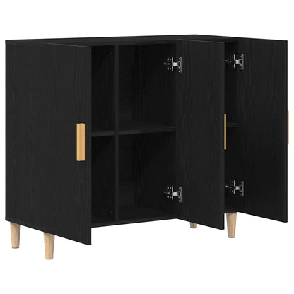 Sideboard Black Oak 90 x 34 x 80 cm Engineered Wood
