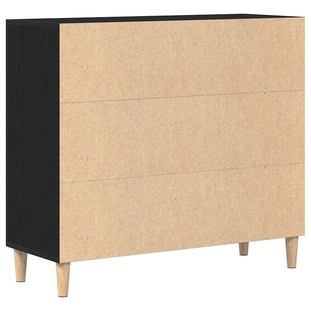 Sideboard Black Oak 90 x 34 x 80 cm Engineered Wood