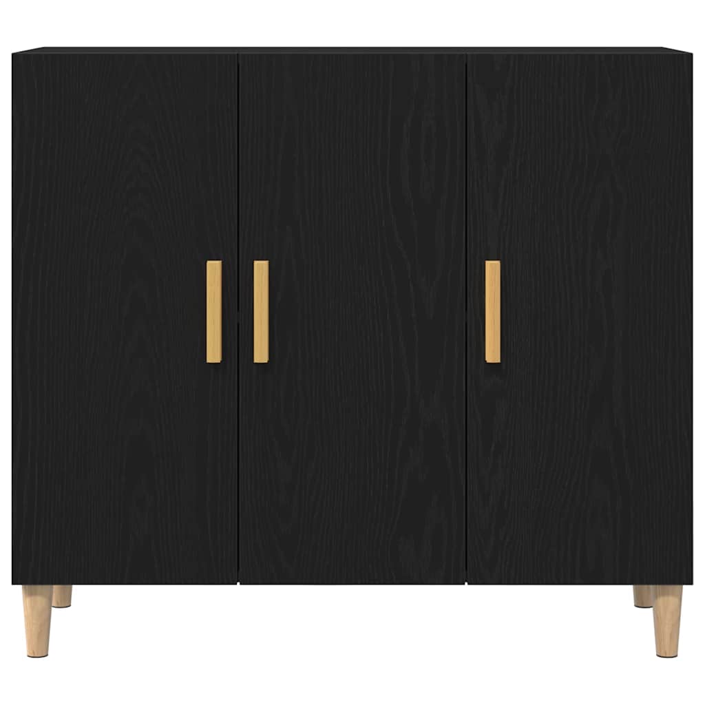 Sideboard Black Oak 90 x 34 x 80 cm Engineered Wood