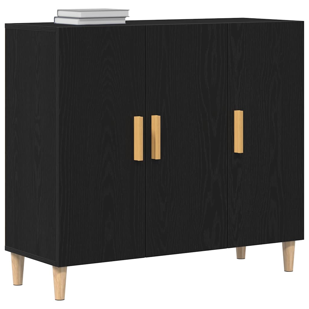 Sideboard Black Oak 90 x 34 x 80 cm Engineered Wood
