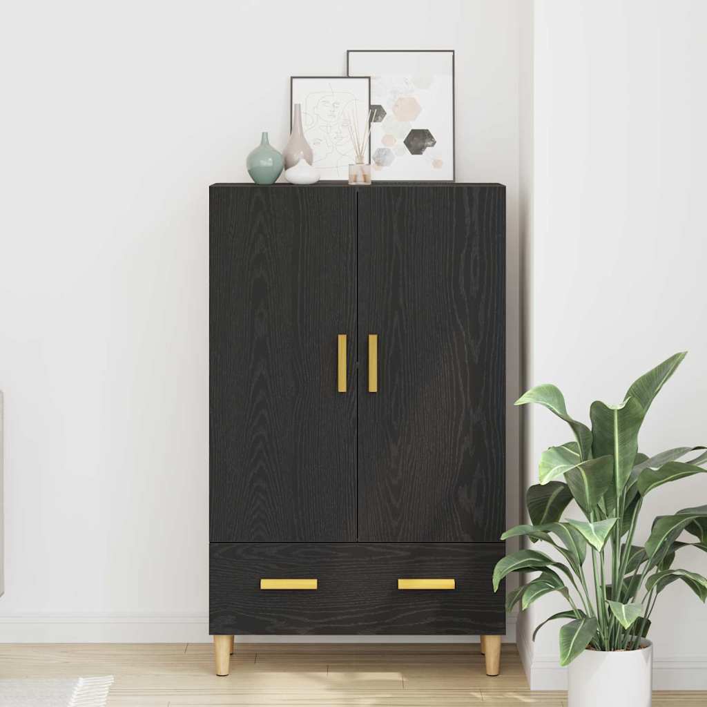 Highboard Black Oak 70 x 31 x 115 cm Engineered Wood