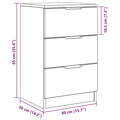 Bedside Cabinet Black Oak 40 x 65 x 65 cm Engineered Wood