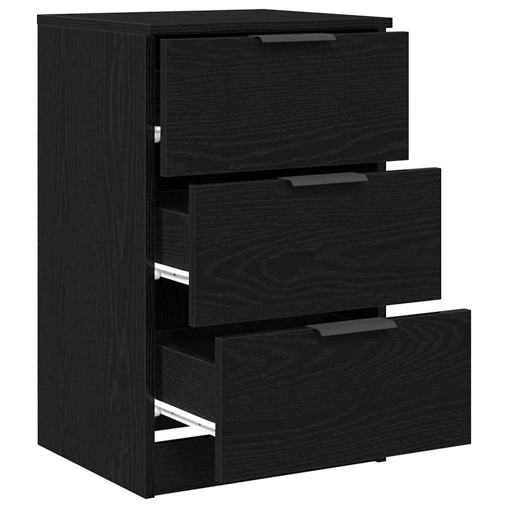 Bedside Cabinet 2 pcs Black Oak 40 x 65 x 65 cm Engineered Wood