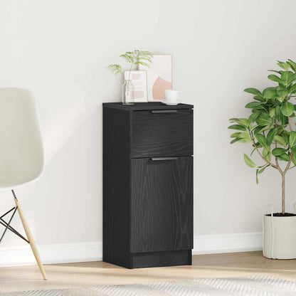 Sideboard with Drawer Black Oak 30 x 30 x 70 cm Engineered Wood