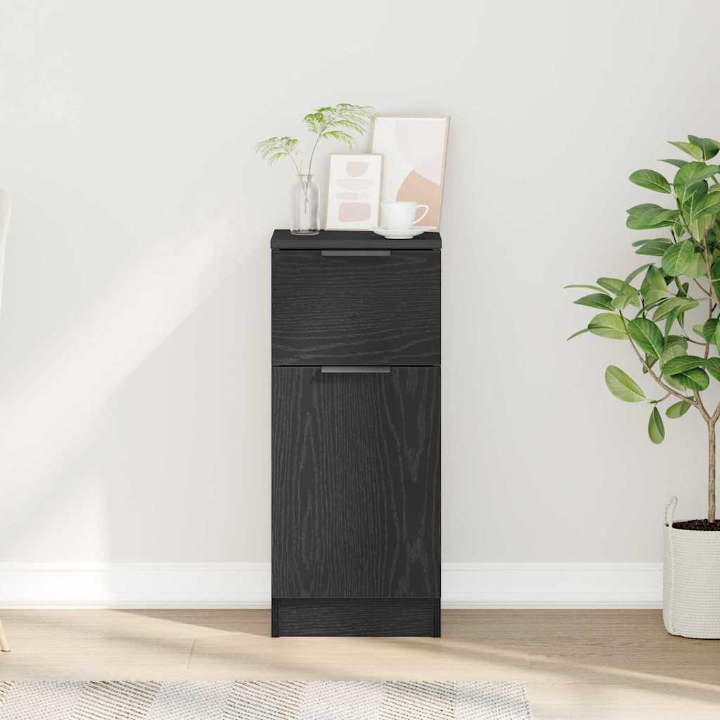 Sideboard with Drawer Black Oak 30 x 30 x 70 cm Engineered Wood