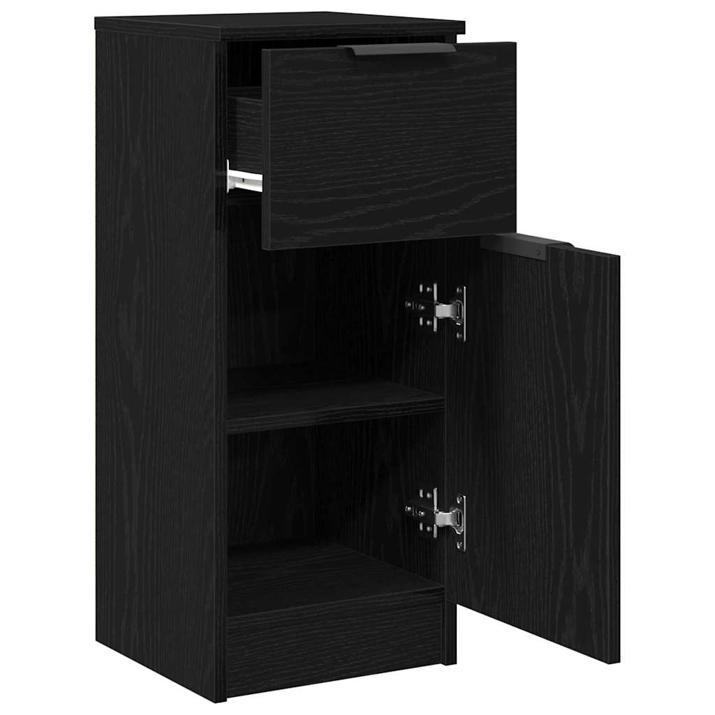 Sideboard with Drawer Black Oak 30 x 30 x 70 cm Engineered Wood