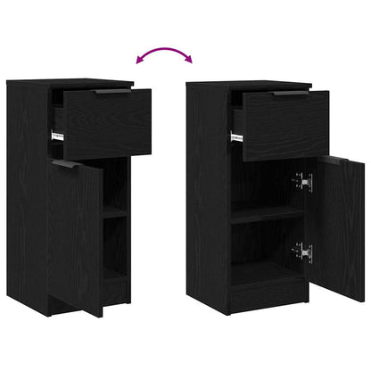Sideboard with Drawer Black Oak 30 x 30 x 70 cm Engineered Wood