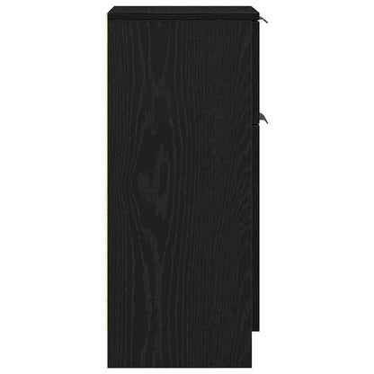 Sideboard with Drawer Black Oak 30 x 30 x 70 cm Engineered Wood