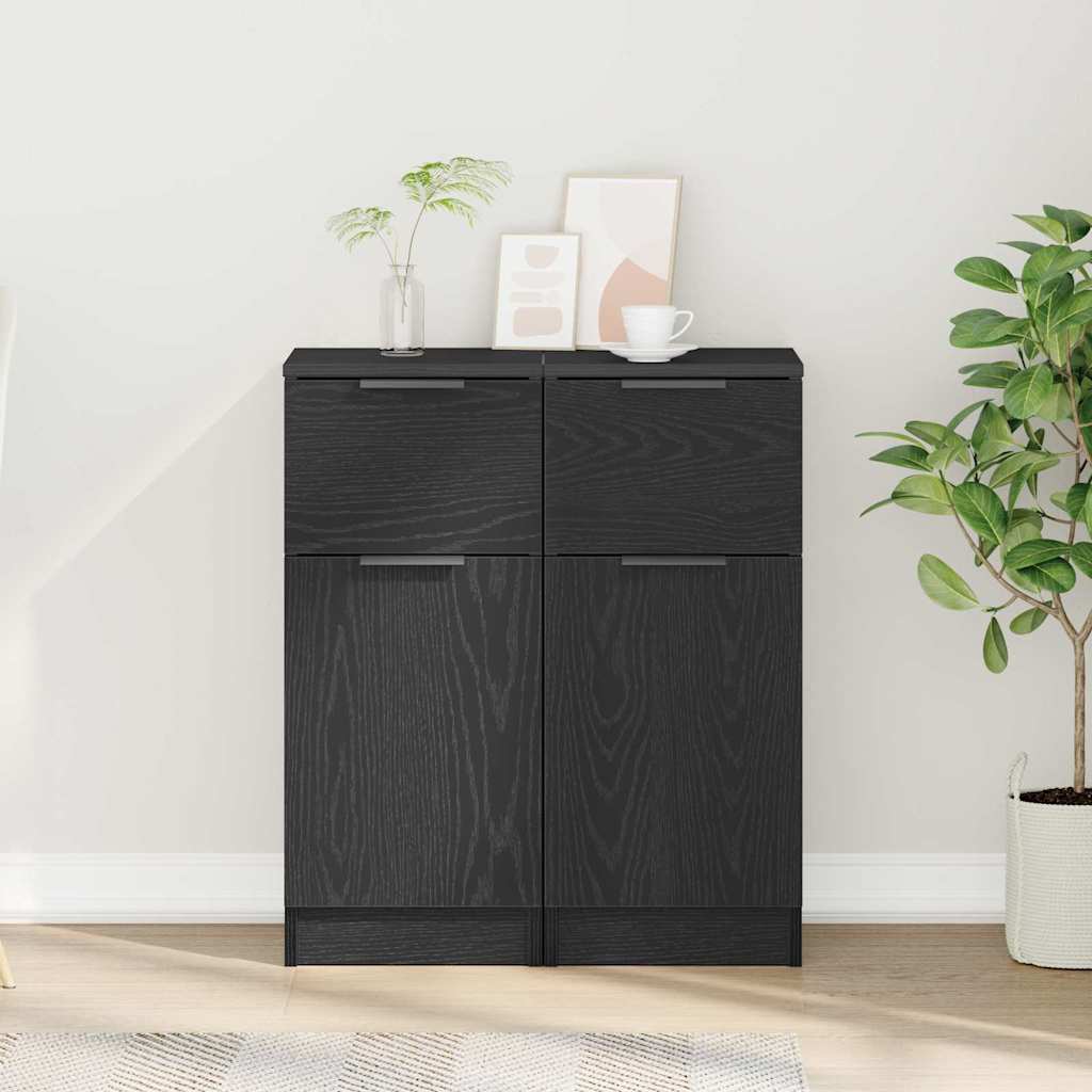 Sideboard 2 pcs Black Oak 30 x 30 x 70 cm Engineered Wood