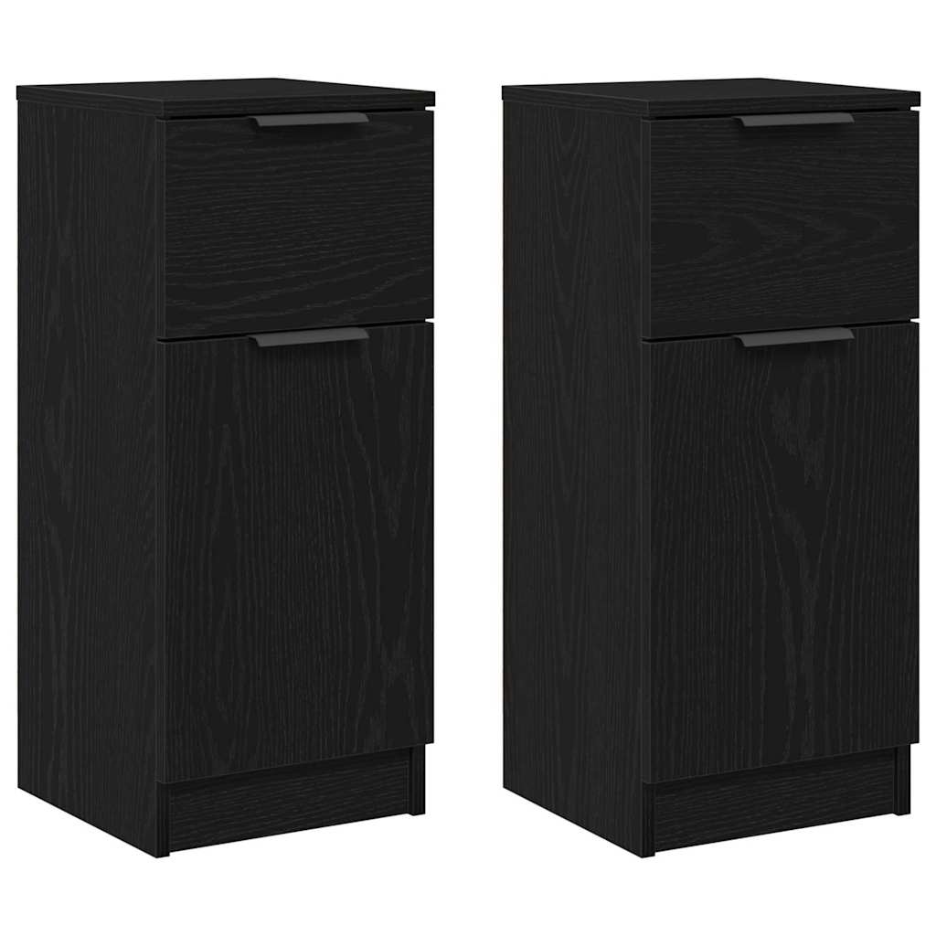 Sideboard 2 pcs Black Oak 30 x 30 x 70 cm Engineered Wood