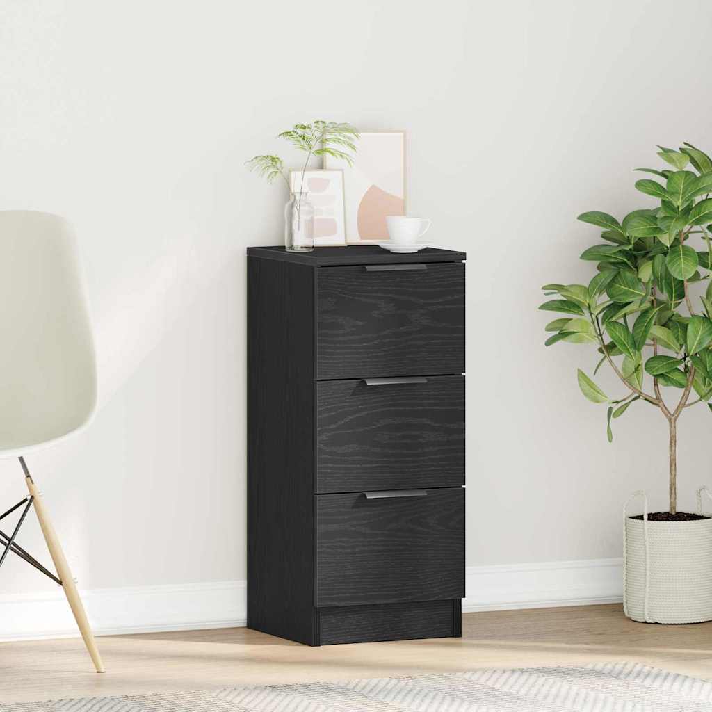 Sideboard with Drawer Black Oak 30 x 30 x 70 cm Engineered Wood