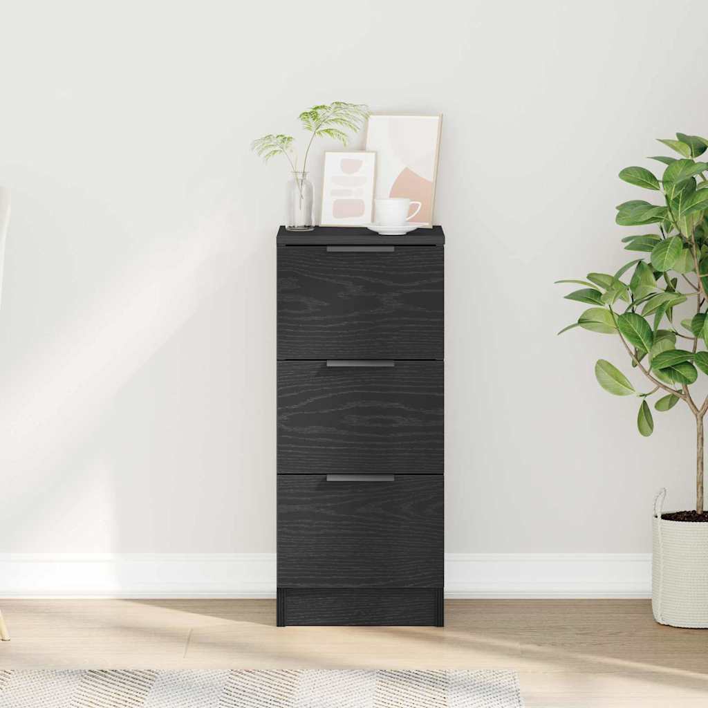 Sideboard with Drawer Black Oak 30 x 30 x 70 cm Engineered Wood