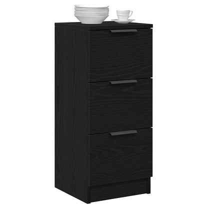 Sideboard with Drawer Black Oak 30 x 30 x 70 cm Engineered Wood
