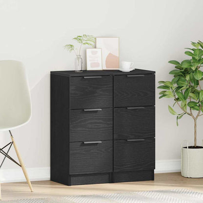 Sideboard 2 pcs Black Oak 30 x 30 x 70 cm Engineered Wood