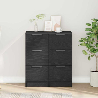 Sideboard 2 pcs Black Oak 30 x 30 x 70 cm Engineered Wood