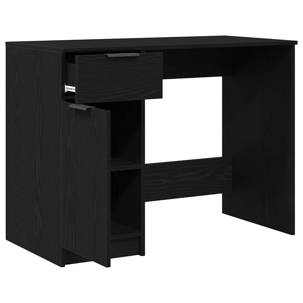 Desk with Drawer Black Oak 100 x 50 x 75 cm Engineered Wood
