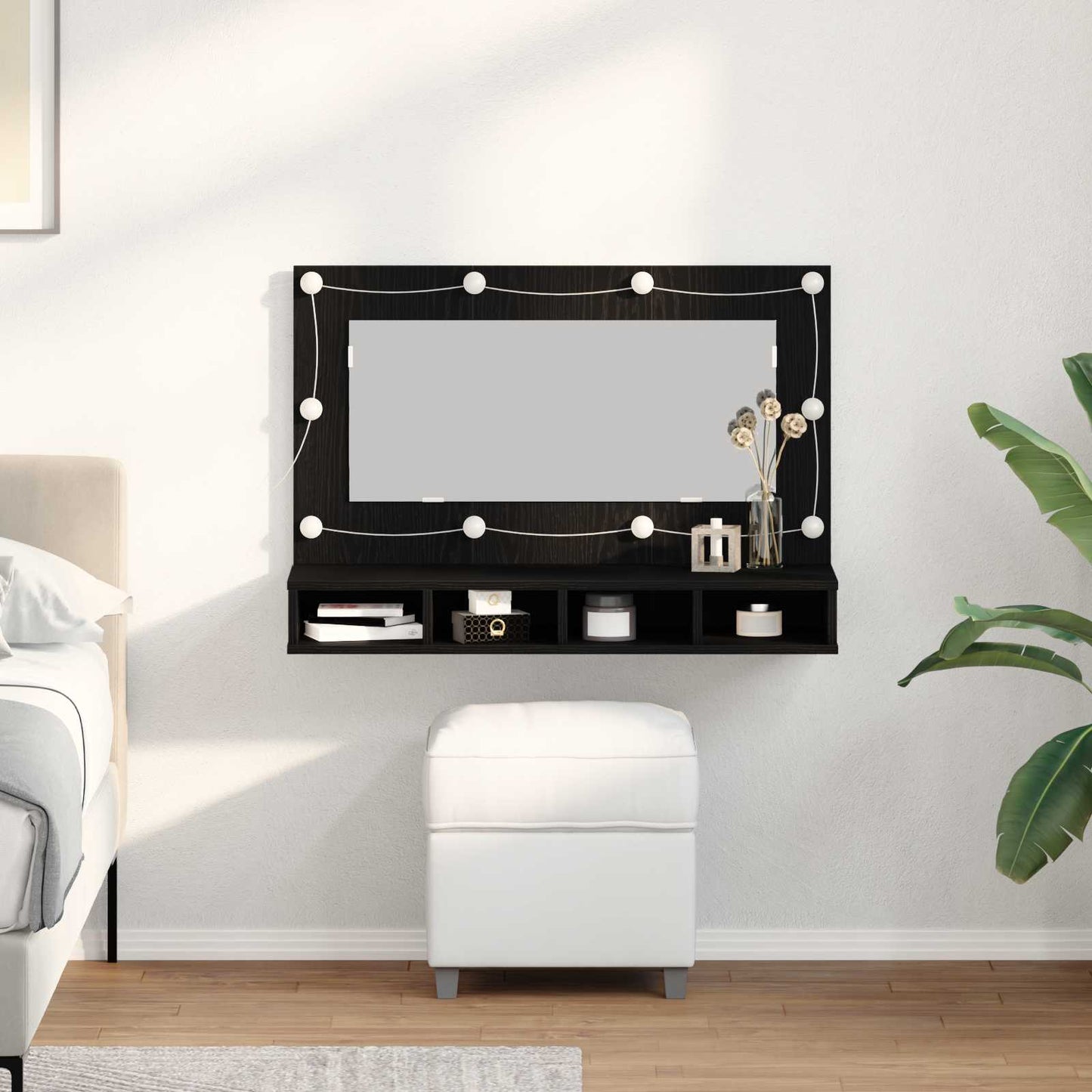 Mirror Cabinet Black Oak 90 x 31.5 x 62 cm Engineered Wood