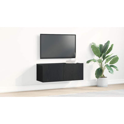 TV Cabinet 2 pcs Black Oak 80 x 30 x 30 cm Engineered Wood