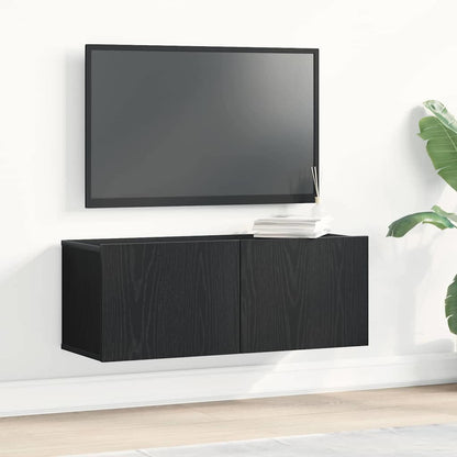 TV Cabinet 2 pcs Black Oak 80 x 30 x 30 cm Engineered Wood