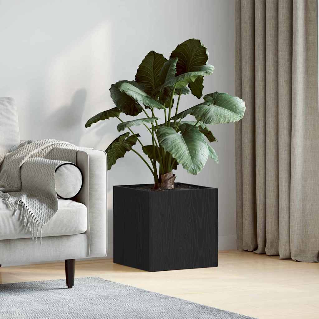 Planter Box Black Oak 40 x 40 x 40 cm Engineered Wood