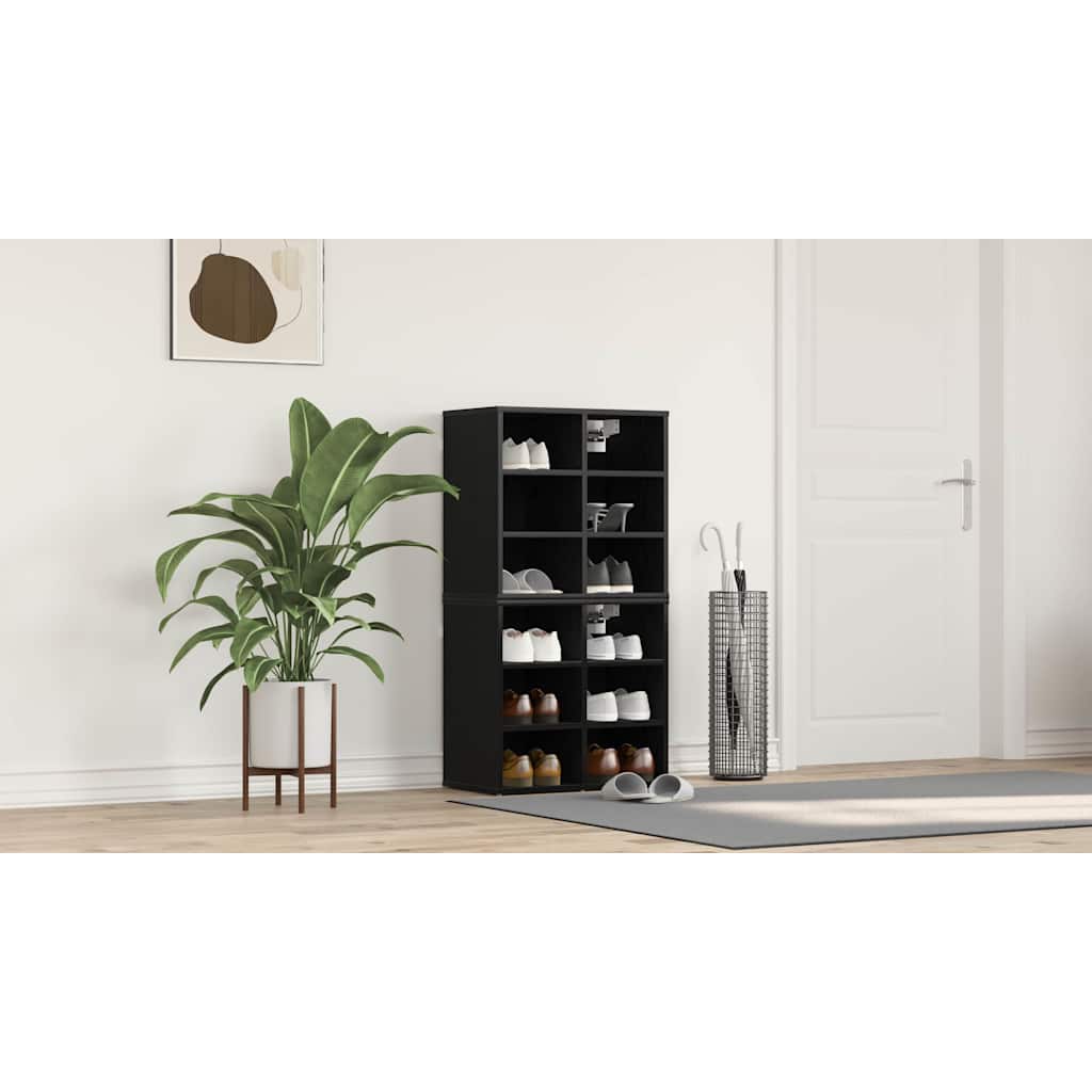 Shoe Cabinet 2 pcs Black Oak 52 x 30 x 50.5 cm Engineered Wood