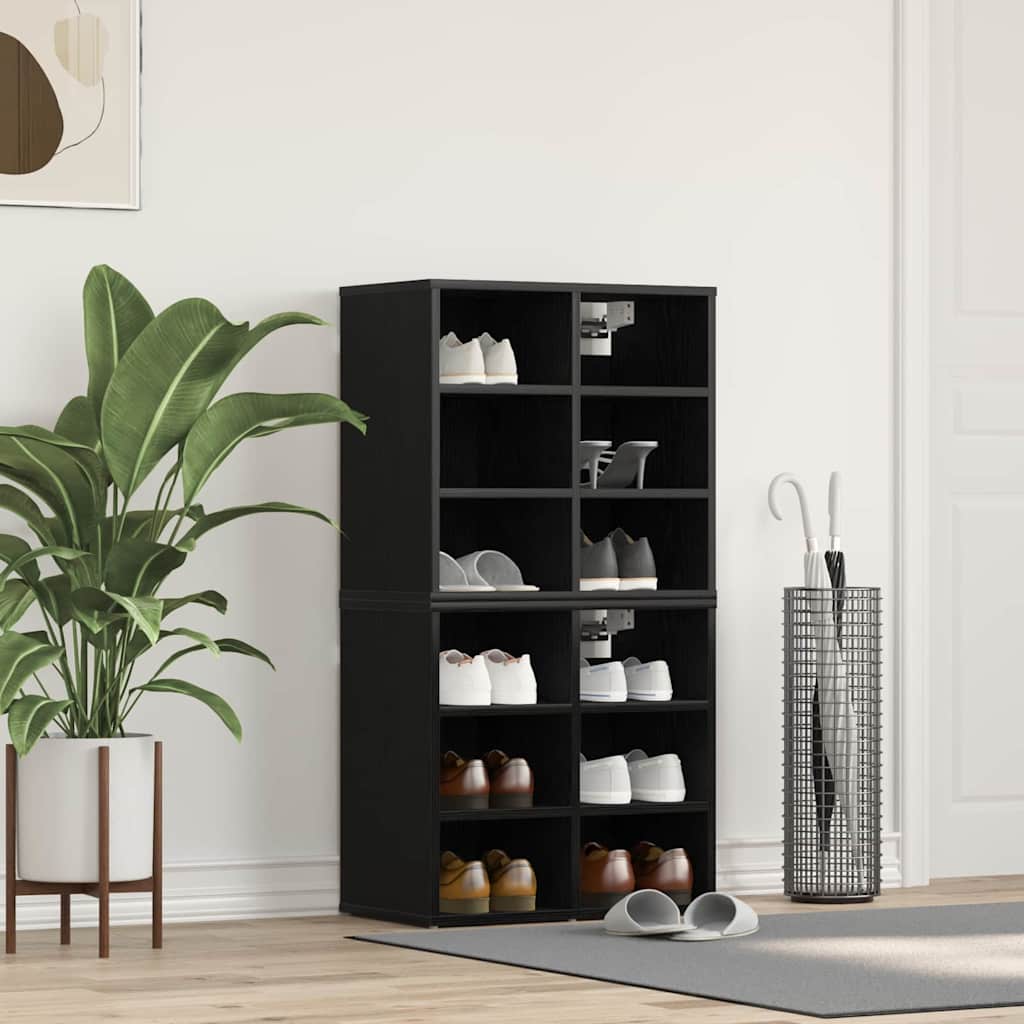 Shoe Cabinet 2 pcs Black Oak 52 x 30 x 50.5 cm Engineered Wood