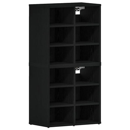 Shoe Cabinet 2 pcs Black Oak 52 x 30 x 50.5 cm Engineered Wood