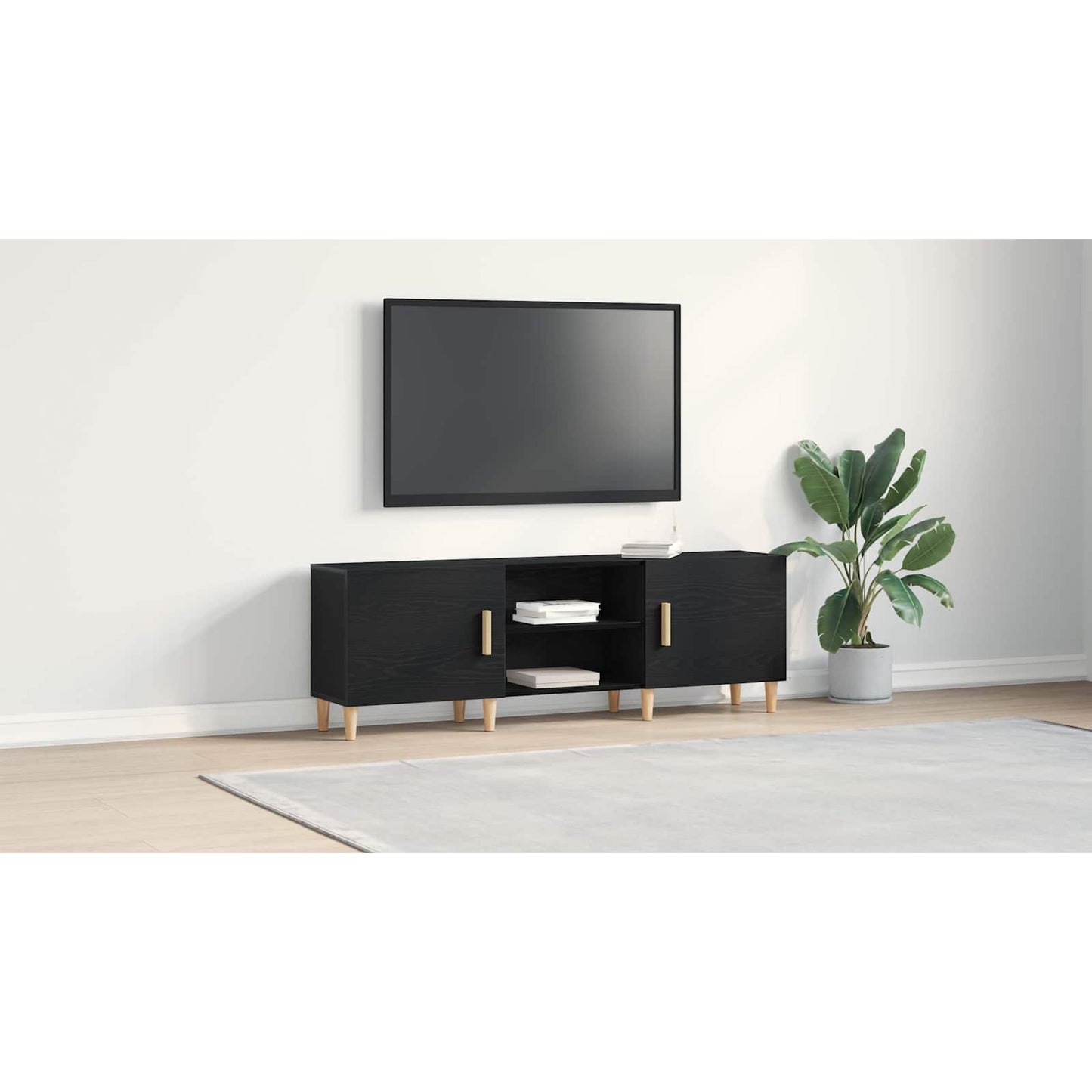 TV Cabinet Black Oak 150 x 30 x50 cm Engineered Wood