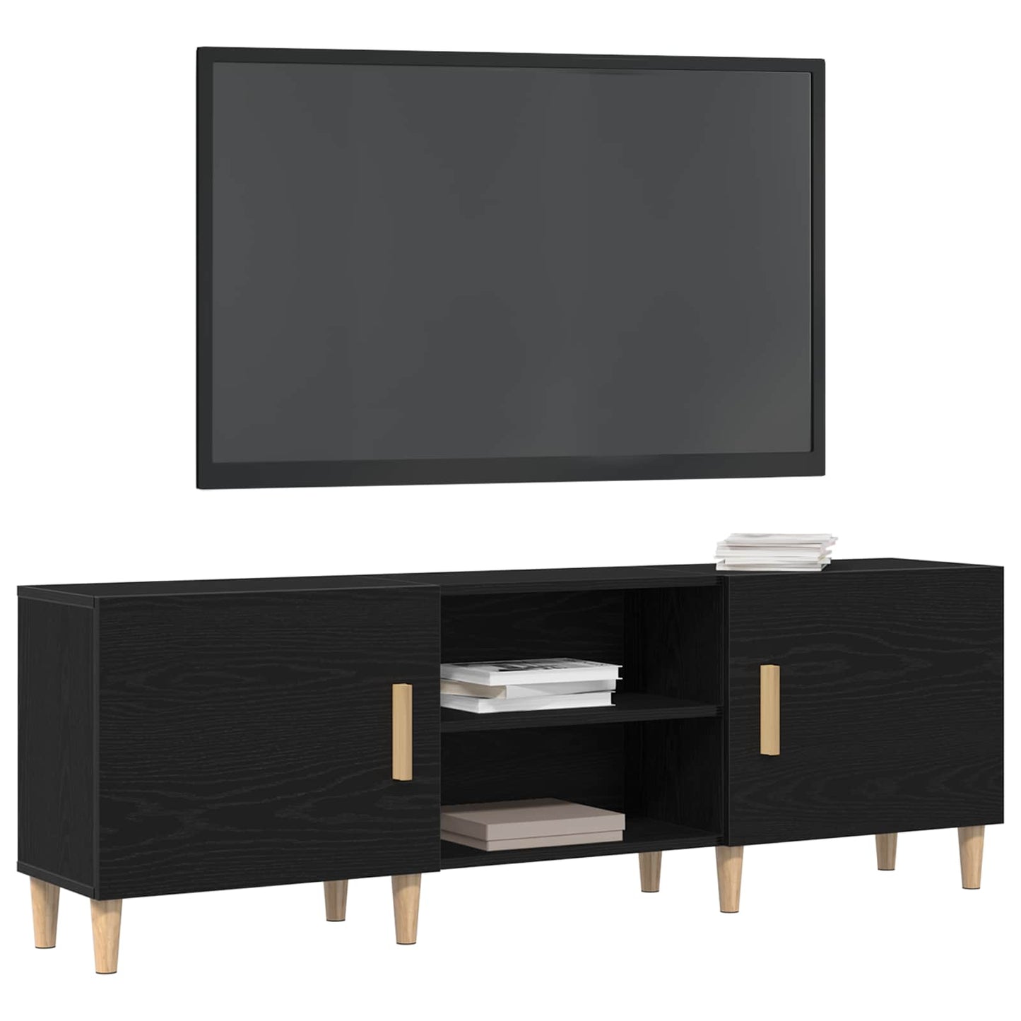 TV Cabinet 150 x 30 x50 cm Black Oak Engineered Wood
