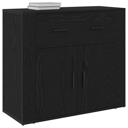 Sideboard with Drawer Black Oak 80 x 33 x 70 cm Engineered Wood