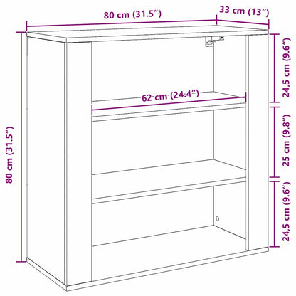 Wall Cabinet Black Oak 80 x 33 x 80 cm Engineered Wood