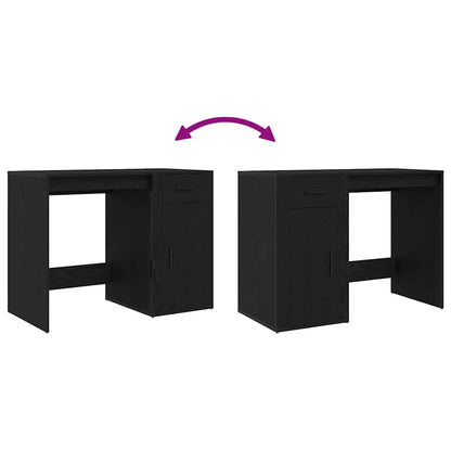 Desk with Drawer Black Oak 100 x 49 x 74 cm Engineered Wood