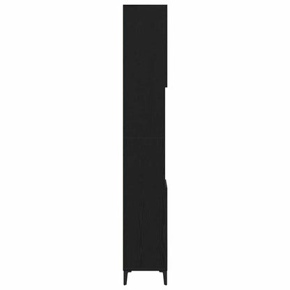 Bathroom Cabinet Black Oak 30 x 30 x 190 cm Engineered Wood