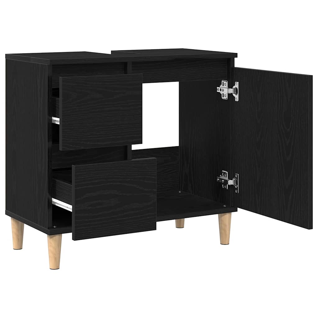 Bathroom Cabinet Black Oak 65 x 33 x 60 cm Engineered Wood